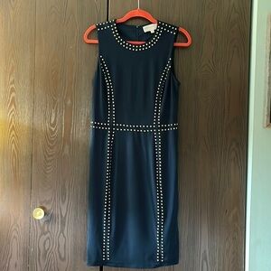 Philosophy sleeveless, navy blue dress with gold beads. Size Medium